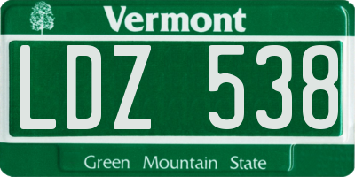 VT license plate LDZ538