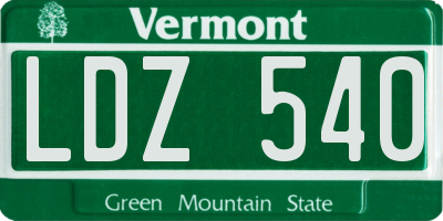 VT license plate LDZ540