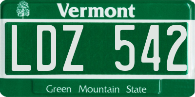 VT license plate LDZ542