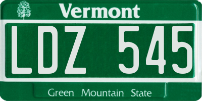 VT license plate LDZ545