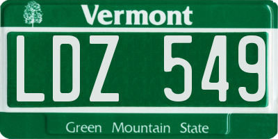VT license plate LDZ549