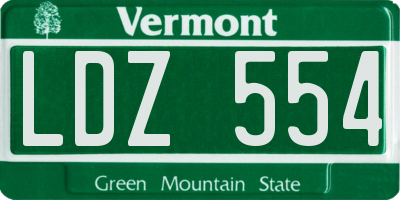 VT license plate LDZ554