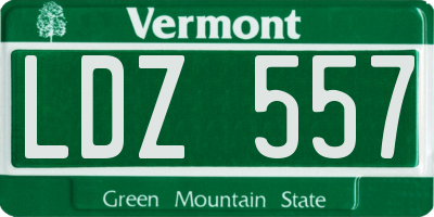 VT license plate LDZ557