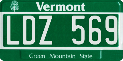 VT license plate LDZ569
