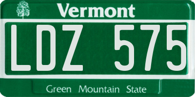 VT license plate LDZ575