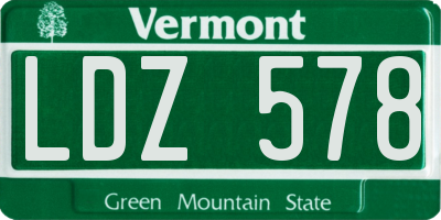 VT license plate LDZ578
