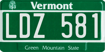 VT license plate LDZ581