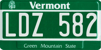 VT license plate LDZ582