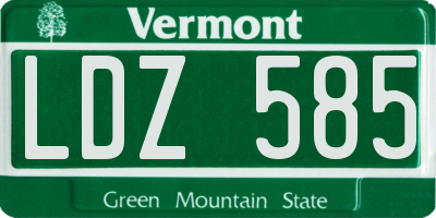 VT license plate LDZ585