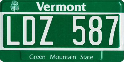 VT license plate LDZ587