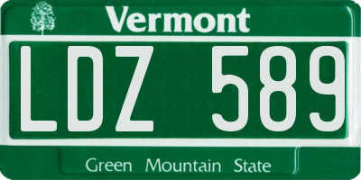 VT license plate LDZ589