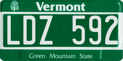 VT license plate LDZ592
