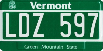 VT license plate LDZ597