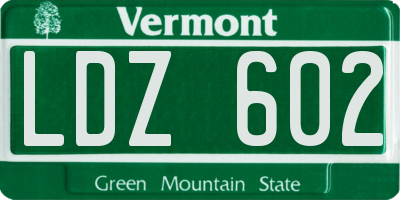 VT license plate LDZ602