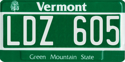 VT license plate LDZ605