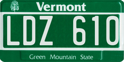 VT license plate LDZ610