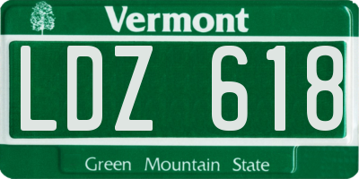 VT license plate LDZ618