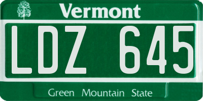 VT license plate LDZ645