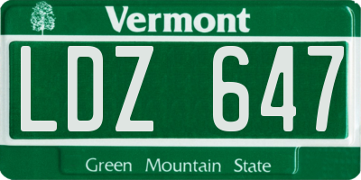 VT license plate LDZ647