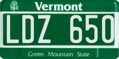 VT license plate LDZ650