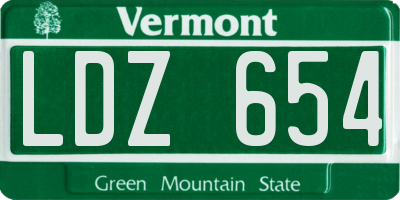 VT license plate LDZ654