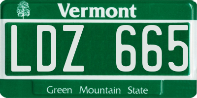 VT license plate LDZ665