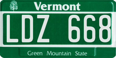 VT license plate LDZ668