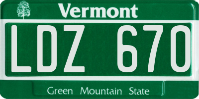 VT license plate LDZ670
