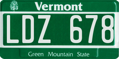 VT license plate LDZ678