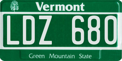 VT license plate LDZ680