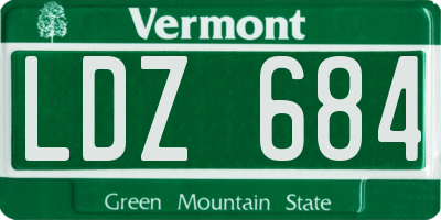 VT license plate LDZ684