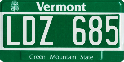 VT license plate LDZ685