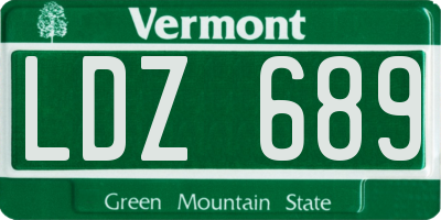 VT license plate LDZ689
