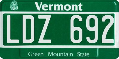 VT license plate LDZ692