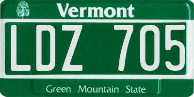 VT license plate LDZ705