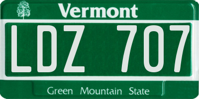 VT license plate LDZ707