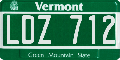 VT license plate LDZ712