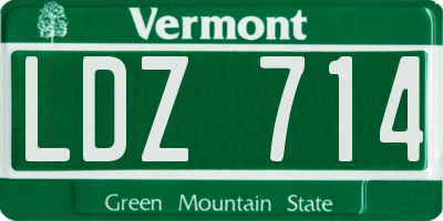 VT license plate LDZ714