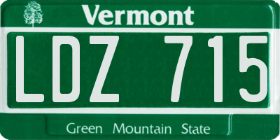 VT license plate LDZ715