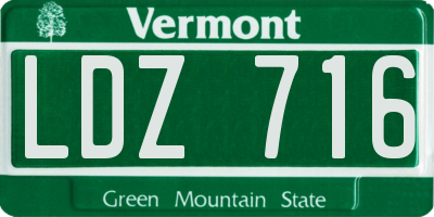 VT license plate LDZ716