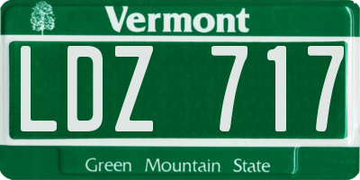 VT license plate LDZ717