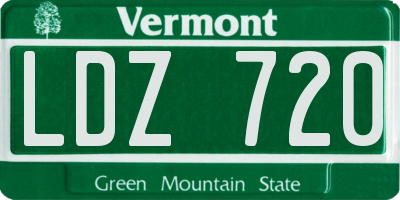 VT license plate LDZ720
