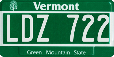 VT license plate LDZ722