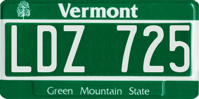VT license plate LDZ725