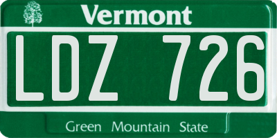 VT license plate LDZ726