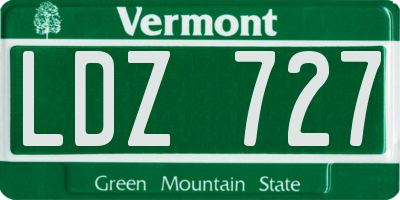 VT license plate LDZ727