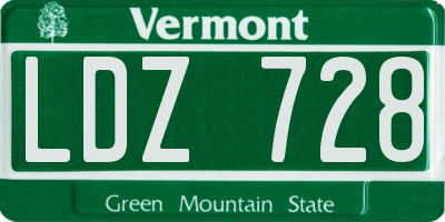 VT license plate LDZ728