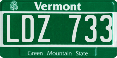 VT license plate LDZ733