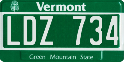VT license plate LDZ734