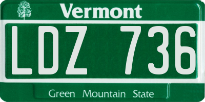 VT license plate LDZ736